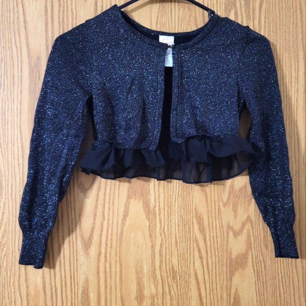 Girls size 7/8 Wonder Nation Black Sparkly Cropped Cardigan